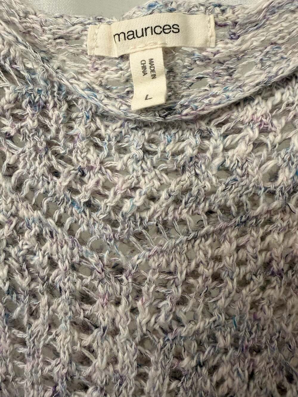 Open Knit Pullover Sweater Size Large Multicolored Cotton Blend